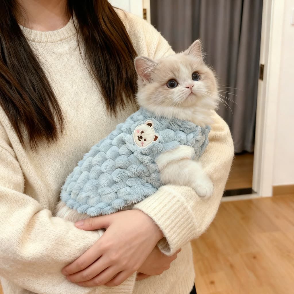 Roupas de gato outono inverno bonito moletom quente gradiente dourado Muppet engrossado casaco de lã cães de estimação c