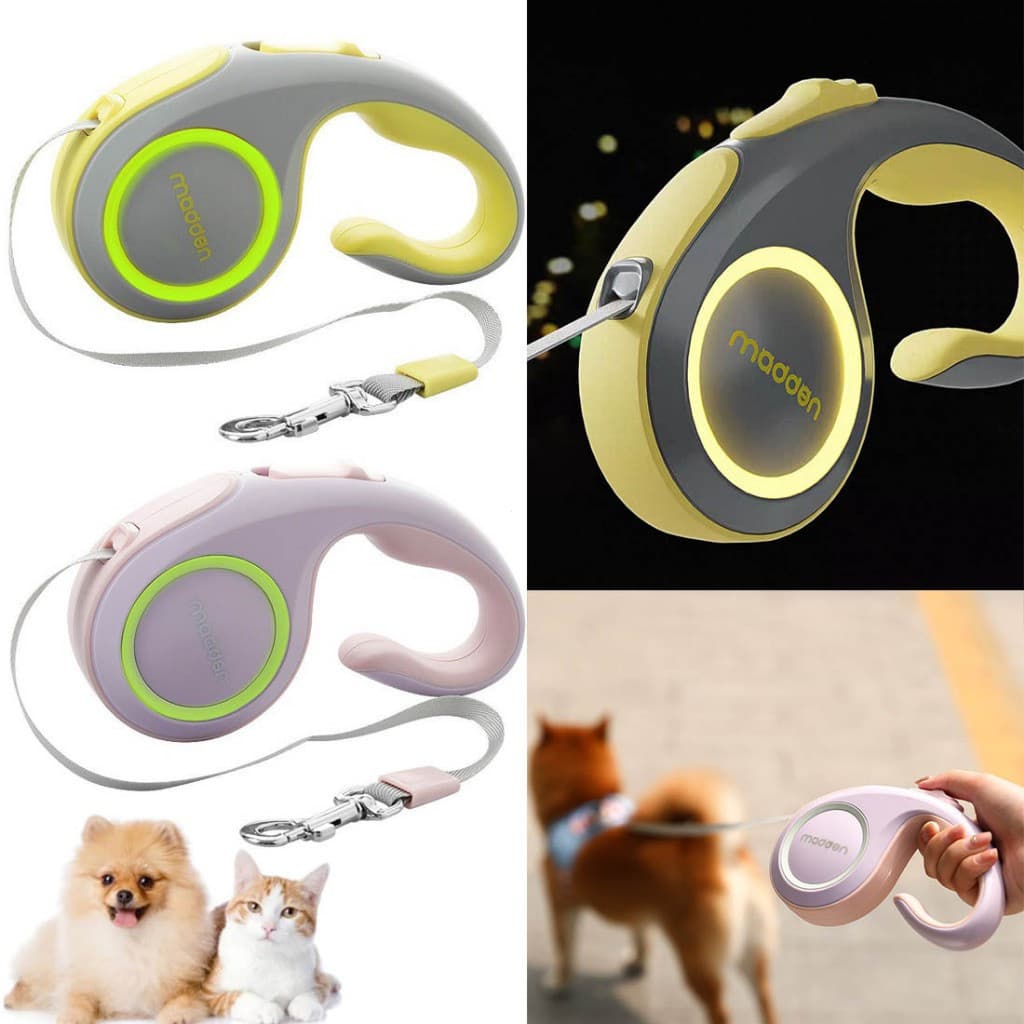 Guia Retrátil 3/5 Metros com Fluorescente e Botão Controle Para Regulagem Pet Cachorro Passeio Linha