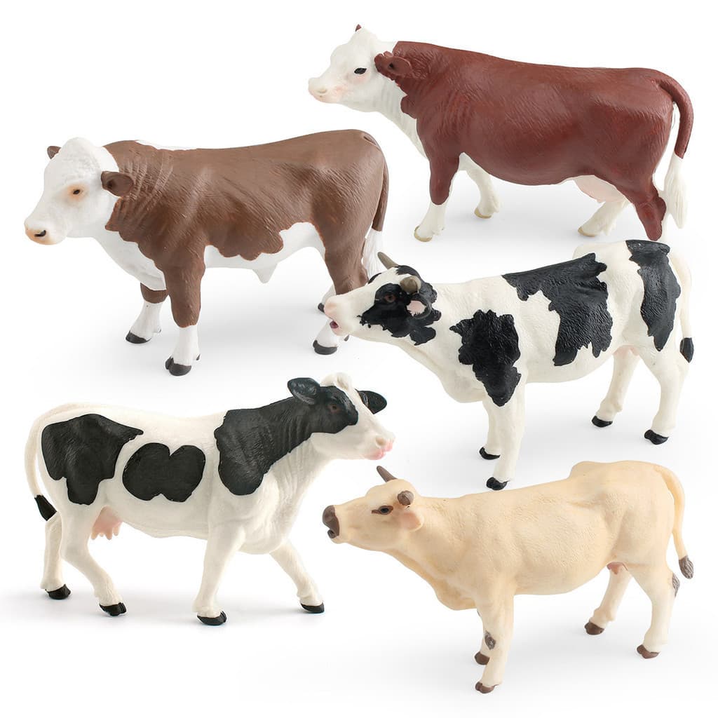 Modelo de Simulação Cognitiva de Animais de Fazenda para Crianças, Vaca Fleivik Bull Charolais, Decoração de Pastagem