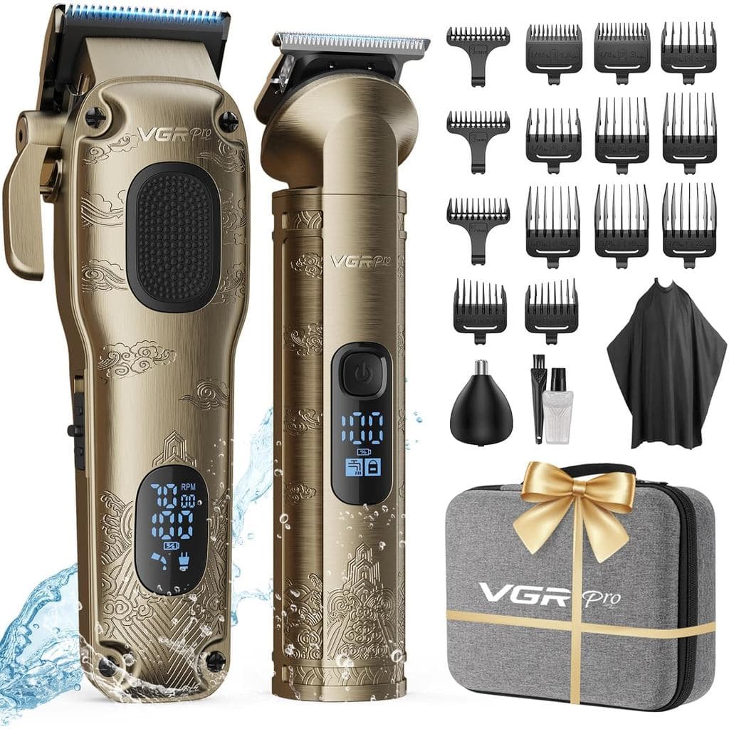 Máquina de Cortar Cabelo VGRPRO para Homens, Profissional, Sem Fio, Conjunto de Máquinas de Cortar e Aparar Cabelo, Apar