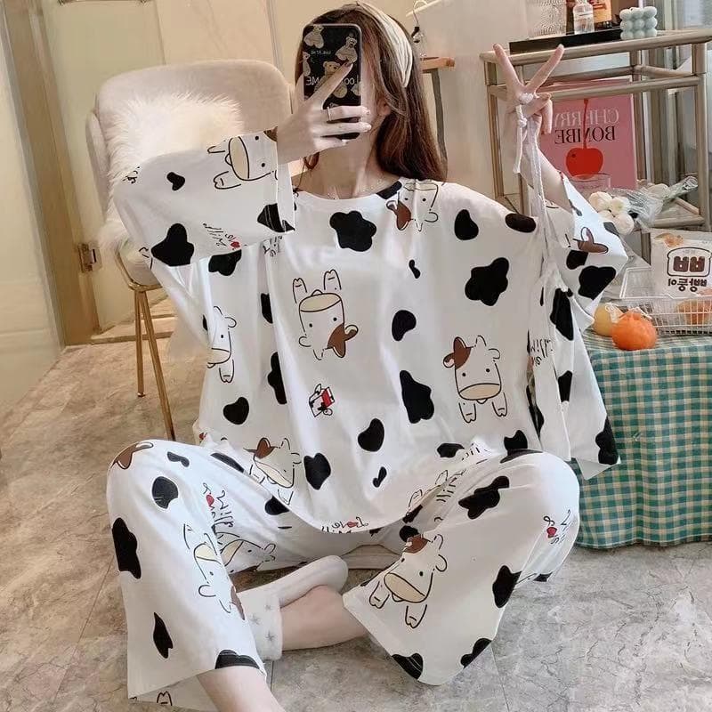 Pijamas de manga comprida femininos primavera outono plus Size pijamas femininos verão versão coreana pode usar fora das