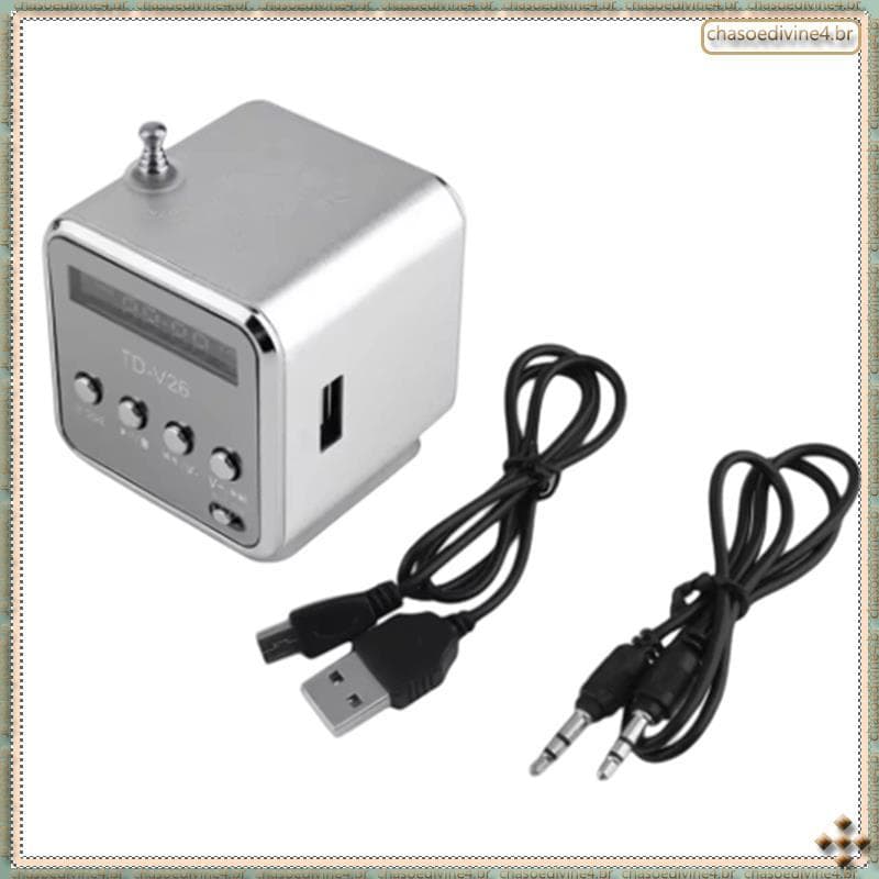 [Ykr] Compatível Com MP3 TD-V26 Digital Portátil Mini Receptor De Rádio FM Alto-Falante Sem Fio LED Suporta Cartão SD/TF