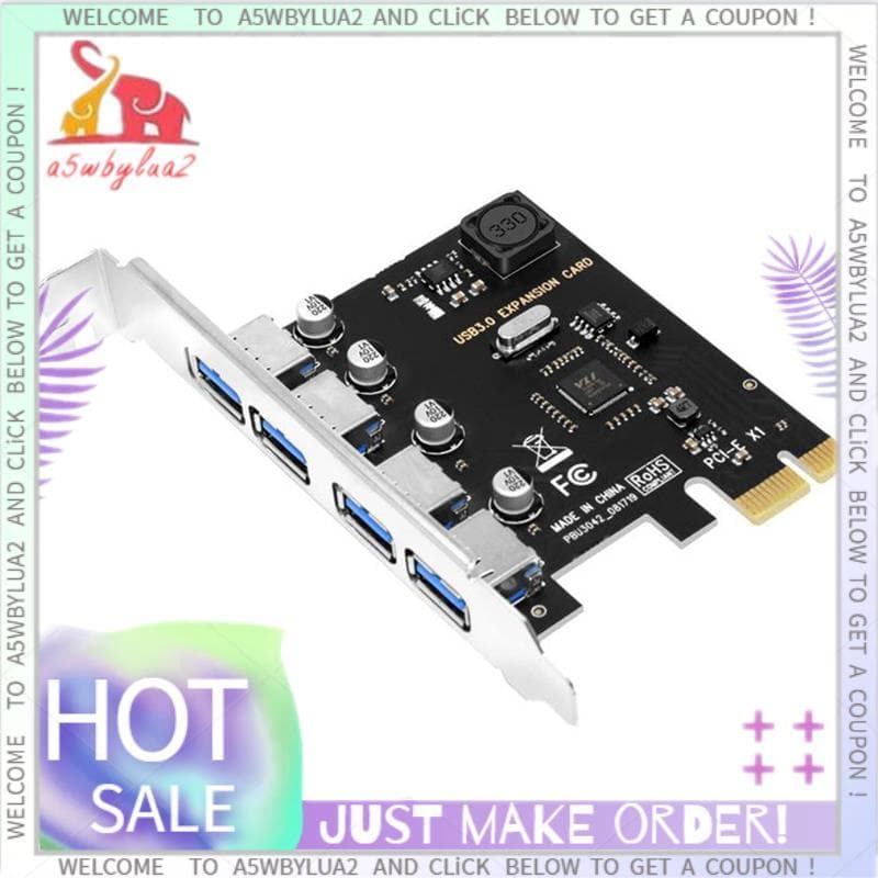 Placa De Expansão PCI-E USB 3.0 De 4 Portas Express PCIe HUB Adaptador USB3.0 Controlador USB3.0