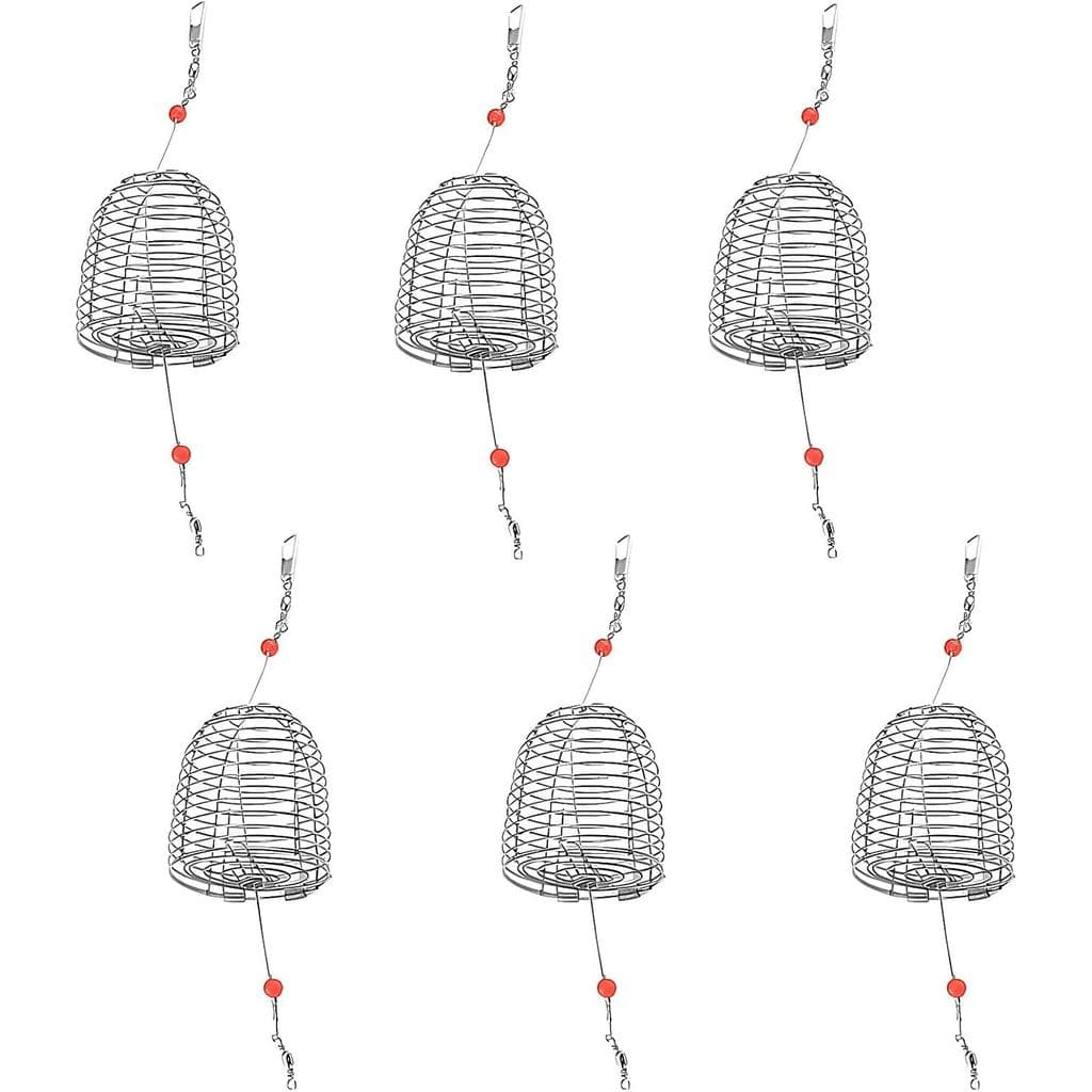 Persei 6 Peças Kit de Pesca de Carpa, Gaiola de Isca, Cesto Alimentador, Cesto de Pesca, Tamanhos S/M/L