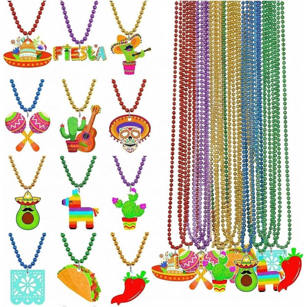 24 Peças de Colares e Miçangas para Festa do Cinco de Mayo, Tema Mexicano, para Despedida de Solteira, Carnavais, Evento