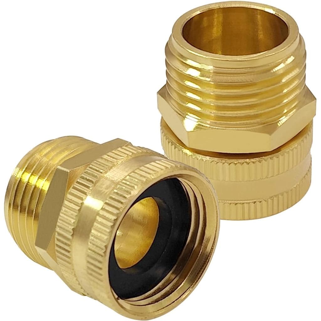 Conector Giratório para Mangueira de Jardim Uenede em Latão, Adaptador Rosqueado de 3/4"GHT Fêmea para 3/4"GHT Macho, Ac