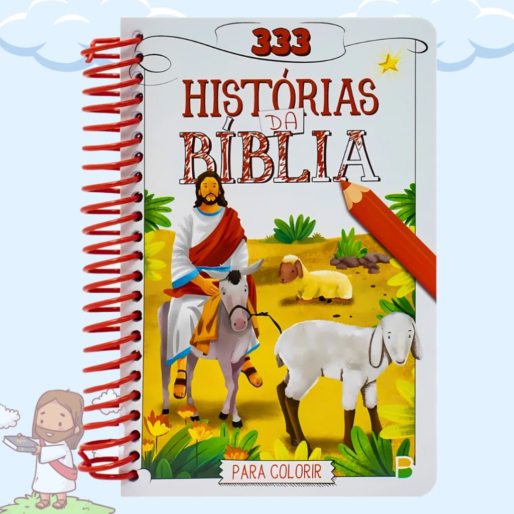 Livro Bíblia Da Criança : 333 Histórias Da Bíblia | Com Desenhos Para Colorir E Espiral - Para Meninos E Meninas