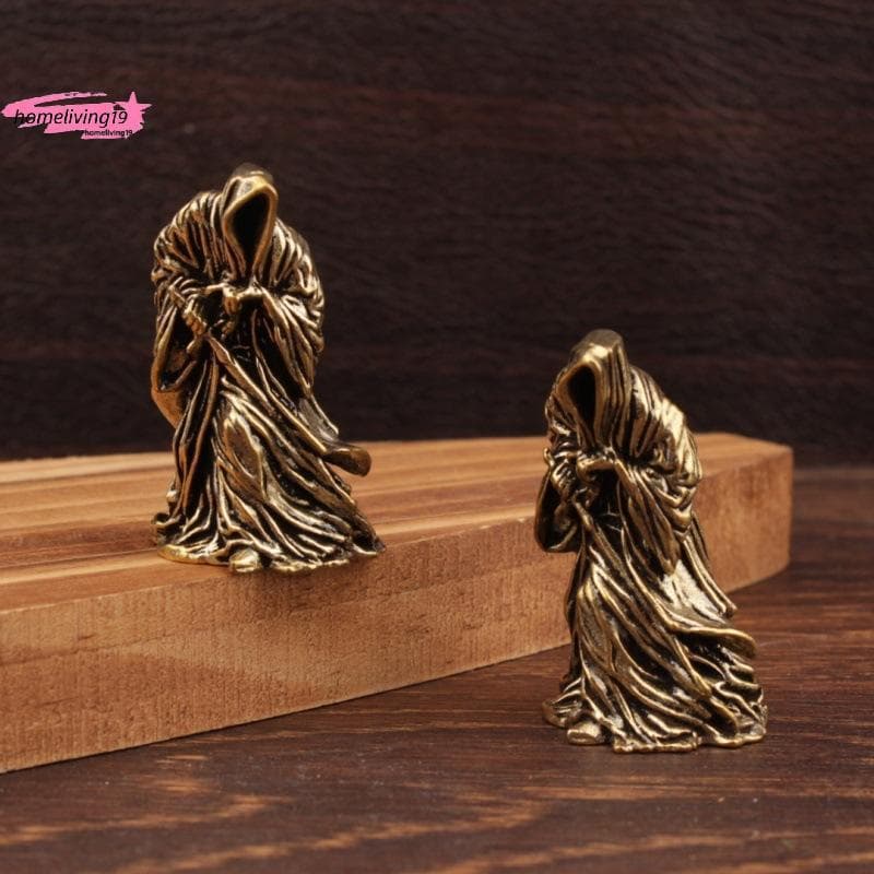 HOM 1/2 Pçs Retro Latão Estátua Da Morte Bla Robe Figuras De Ação Em Miniatura Punk Horror Ornamento Desktop Decoração D