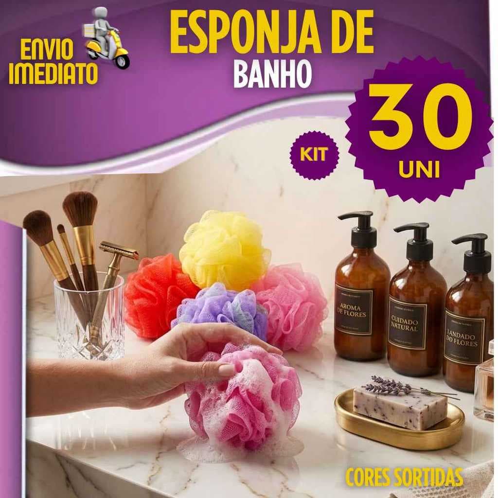 Esponja de Banho 10/15/20/30 Peças Esponja para Banho Macia Bucha de Banho Cor Sortidas com Cordinha