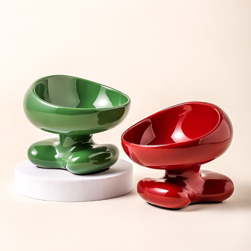 Tigela de cerâmica para gatos, grande calibre, tigela de cerâmica para animais de estimação, proteção para pescoço, fáci