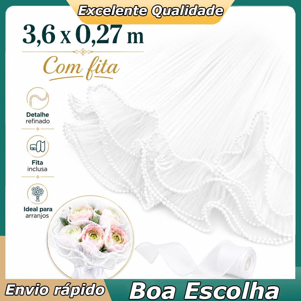 Tule para Arranjo Floral com Fita, Perfeito para Buquês, Caixas de Presente, Festas, Casamentos e Mimos Delicados