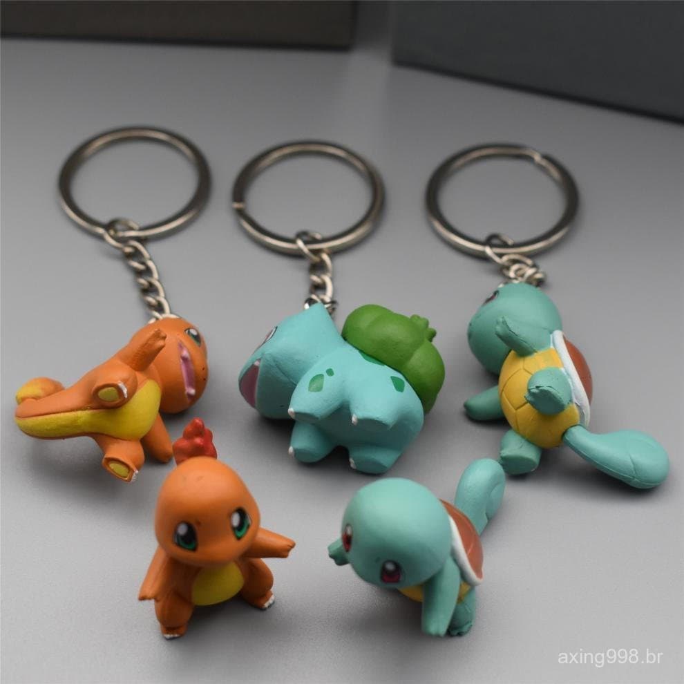 3 Pçs/Set 3cm Anime Figura Squirtle Charmander Bulbasaur Chaveiro Versão Q Bolso Monstro PVC Figuras De Ação Modelo Bone