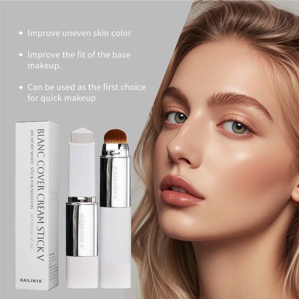 KAILINYA Dupla Cabeça Com Pincel Fundação Creme Stick Corretivo Leve de Longa Duração Marca de Acne Maquiagem