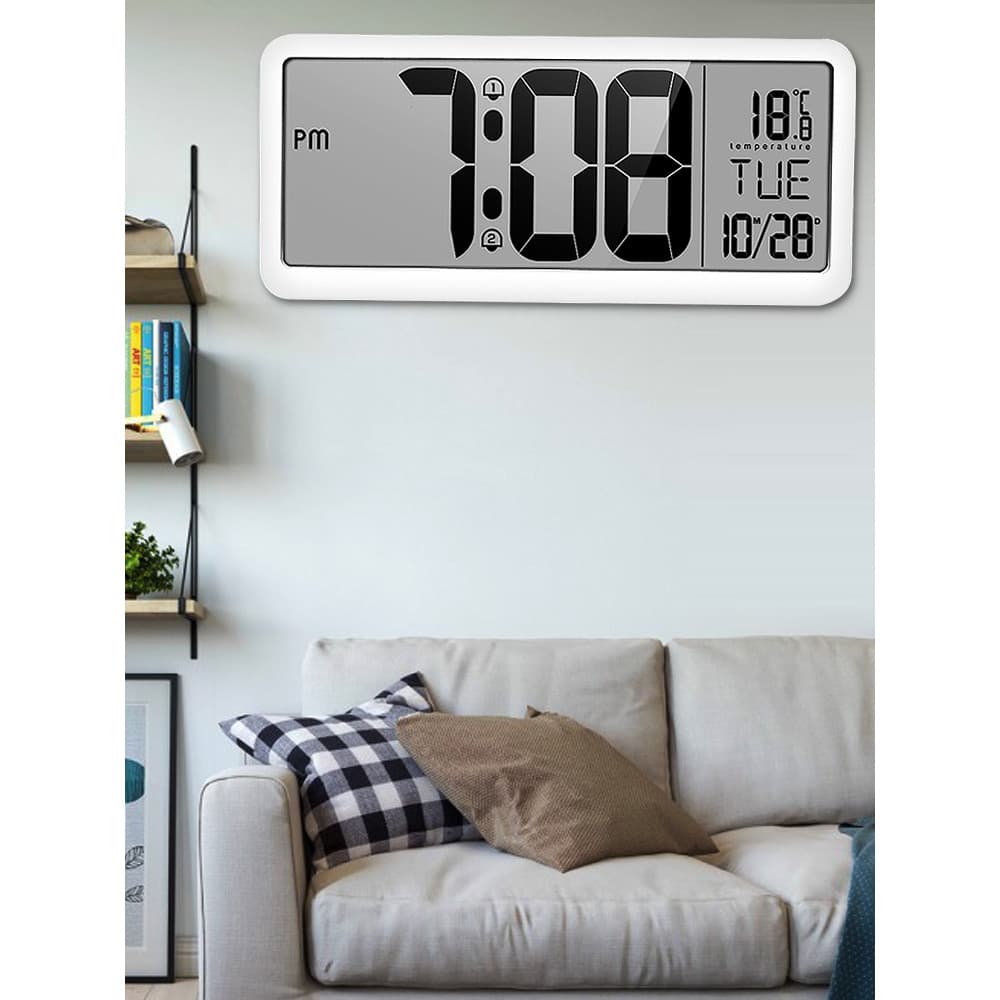 Tela grande despertador LCD relógio eletrônico Digital casa quarto mudo sala de estar simples música mesa relógio parede