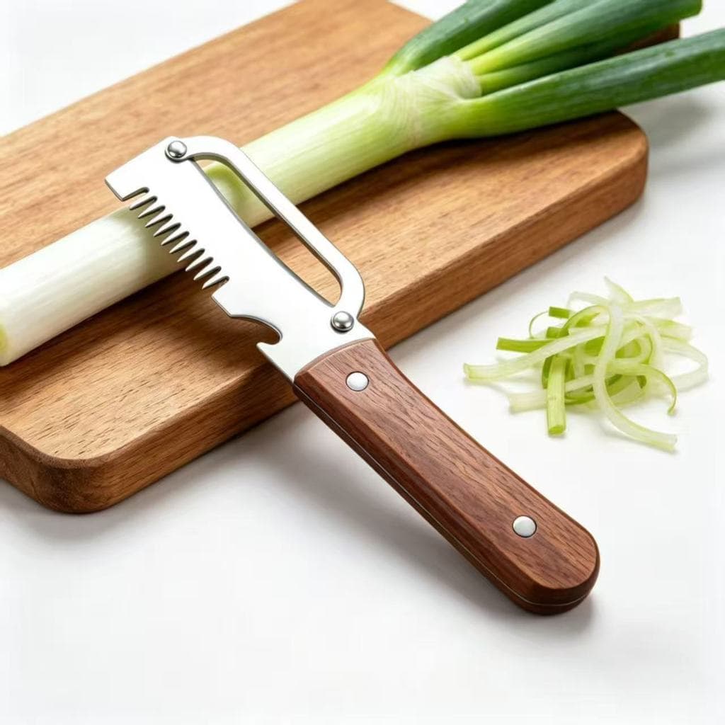 Faca multifuncional de aço inoxidável para picar, fatiar e descascar; utensílio de cozinha para descascar cana-de-açúcar