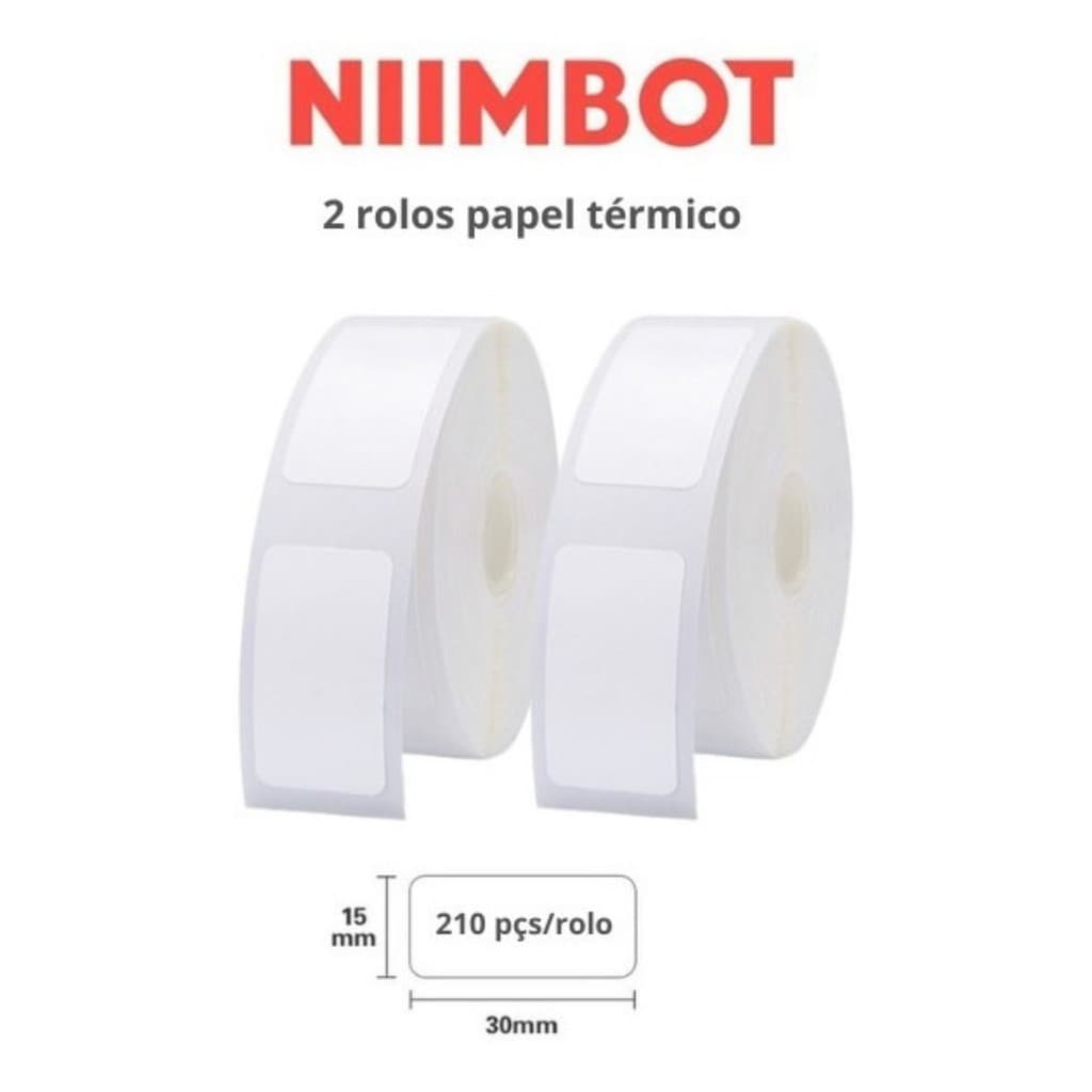 2 Rolos Papel Etiqueta Niimbot D110 D101 D11 15x30mm (420un)