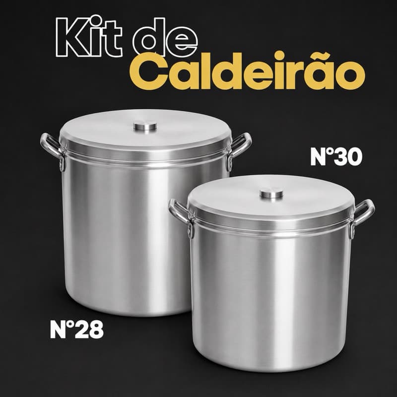 Jogo Caldeirão Hotel N 28 e 30 Em Aluminio Linha Hotel Cozinha Industrial Cervejeira Restaurantes