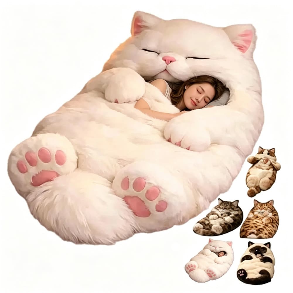 Saco De Dormir Pelúcia Gato Grande Macio P/ Adultos Conforto