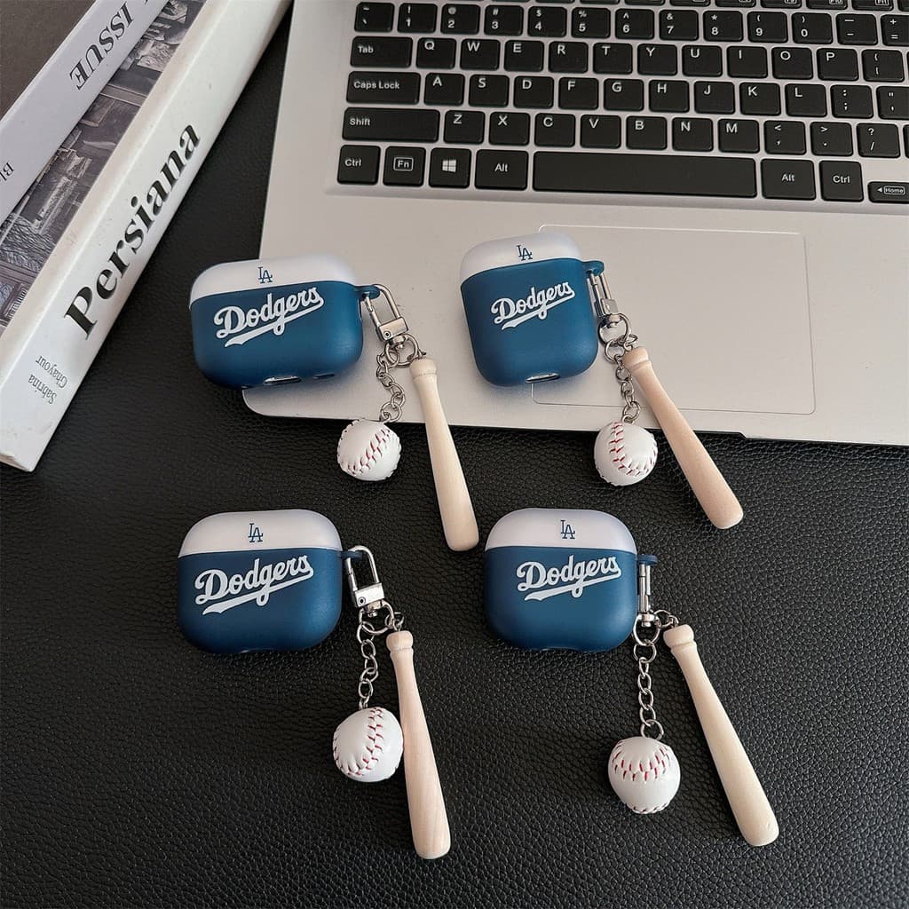 Capa para Fones de Ouvido LA AirPods Baseball Compatível com 4 1 2 3 pro 2 Capa Protetora FXBZ