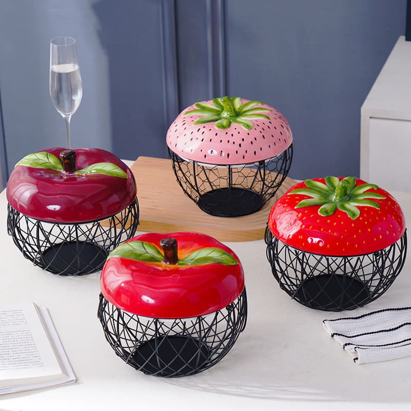 Cesta de armazenamento de cerâmica multifuncional | Cesta de armazenamento de alto valor para ovos vegetais de frutas, m