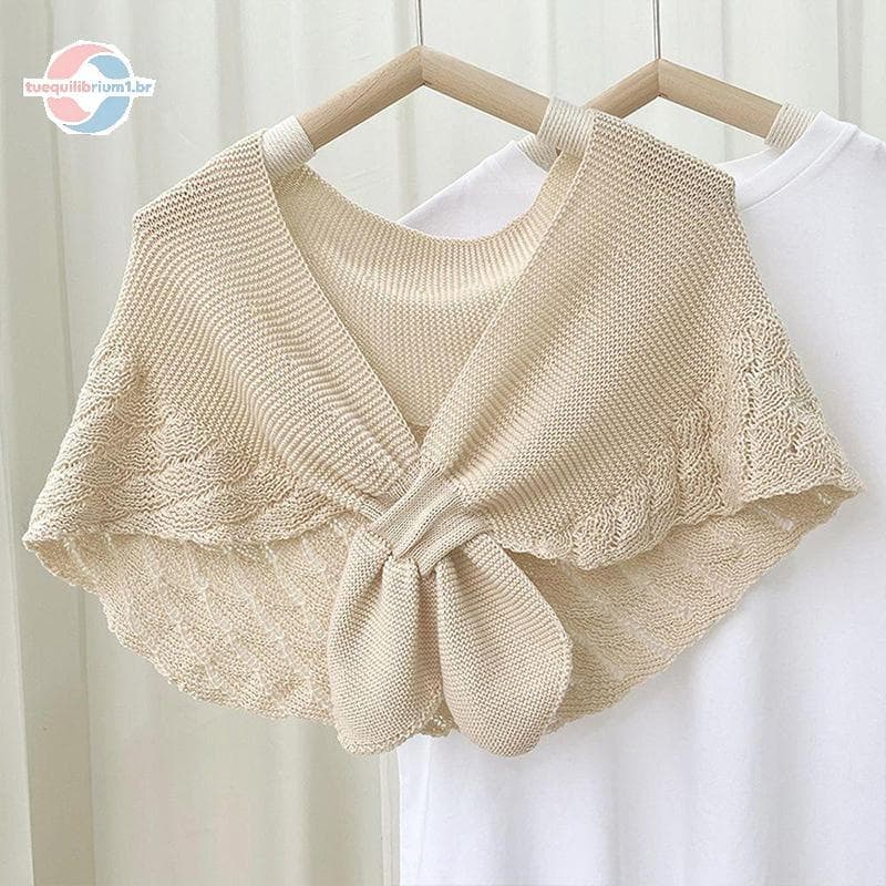 tue Feminino Malha Quente Xale Simples Ne Guarda Cachecóis Cor Sólida Blusa Ombros Coleiras Falsas Verão Ar Condicionado