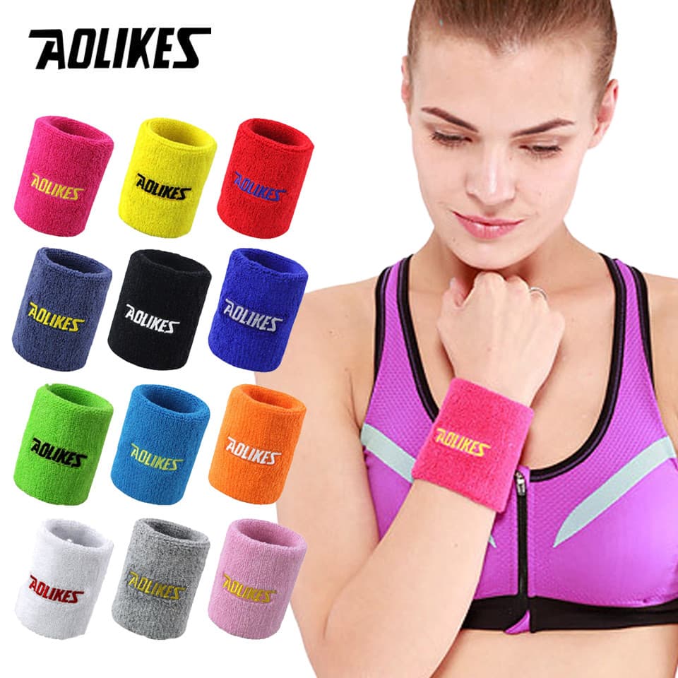AOLIKES 1 Par Esporte Sweatband Mão Pulseira De Pulso Suor Suporte Guardas Badminton Ginásio Vôlei Basquete