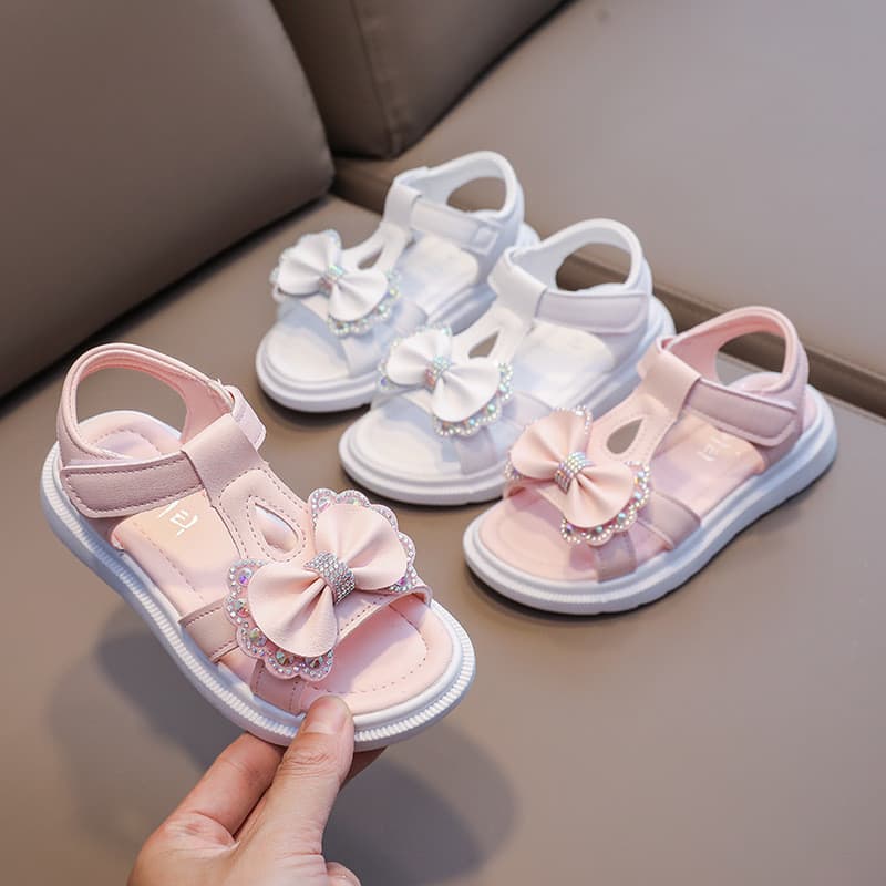 Sandálias casuais luxuosas para meninas, com laço em formato de coração, super confortáveis, de alta qualidade, disponív