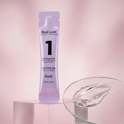 Gel Alongamento de Unha Real Love 01 Transparent Refil 15g UV LED Transparente Linha Light