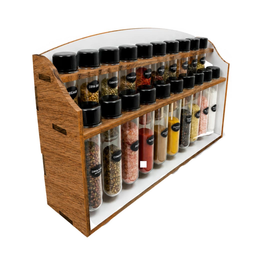Porta Temperos Madeira Com 20 Potes Para Tempero E Suporte