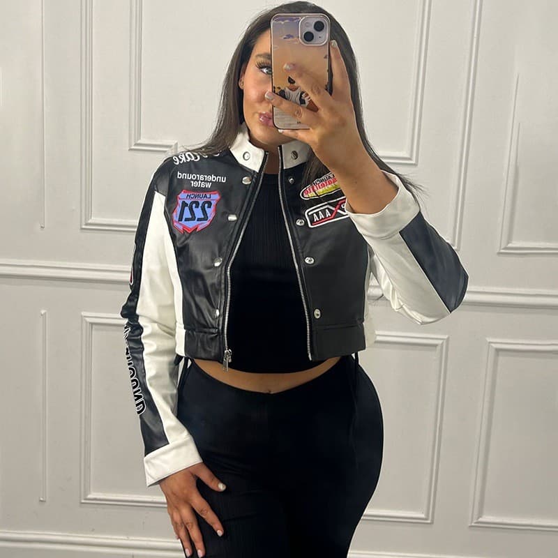 Feminino Outono Inverno Americano Retro Impressão Manga Longa Curto Jaquetas De Beisebol Casual Quente Outerwear Para Us