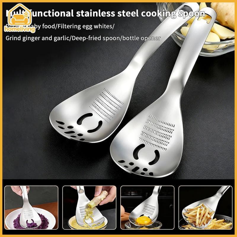 HomeLiving Multifuncional Utensílio De Cozinha Aço Inoxidável Para Cozinhar Alho Gengibre Ralador Vegetal Moedor Colher