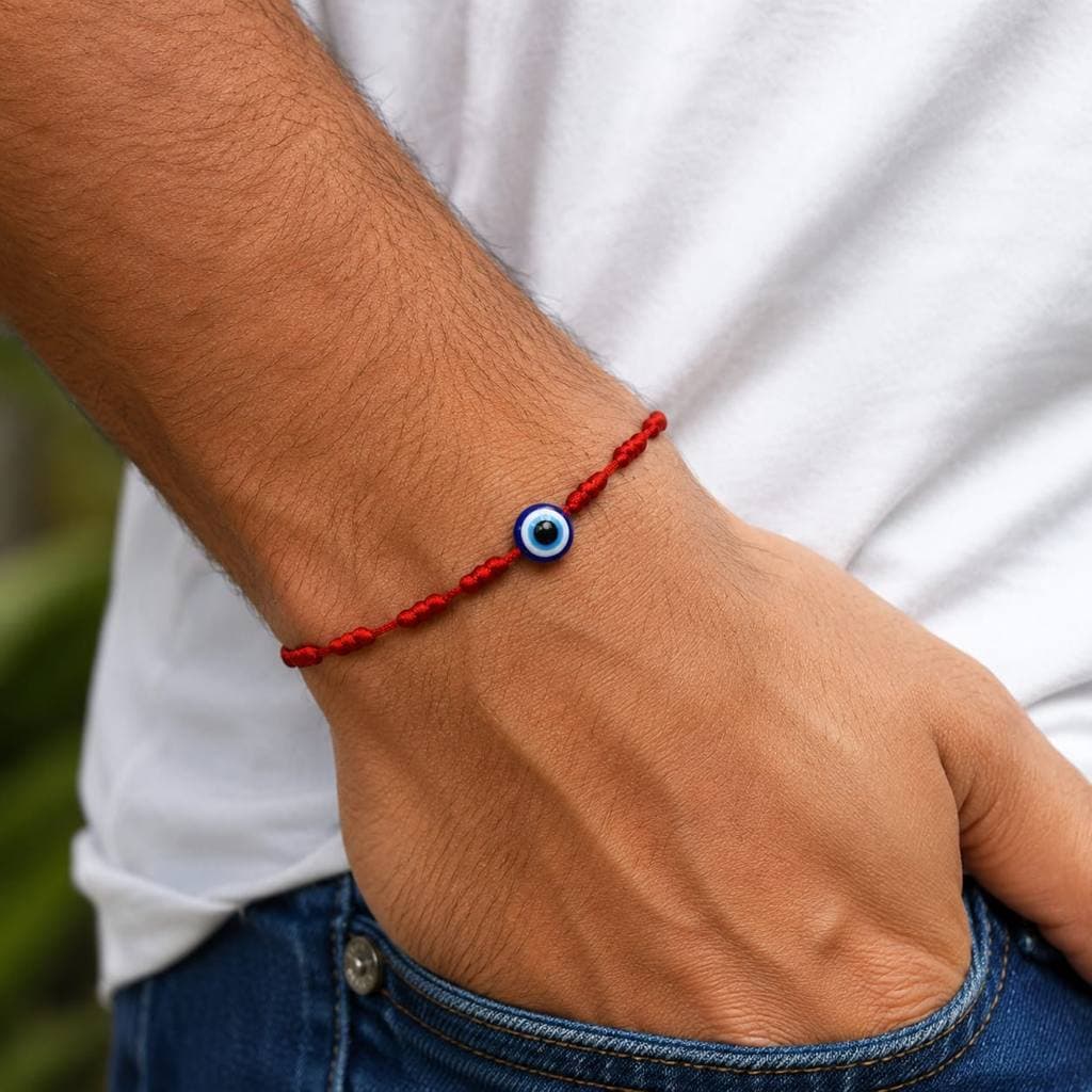Pulseira proteção  Kabbalah 7 nós vermelha com olho grego (feitas artesanalmente) contra mau olhado e inveja MT