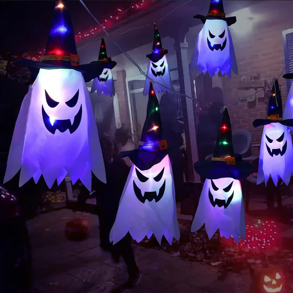 Luzes LED de Halloween, ideais para decorações com tema de bruxas, lanternas de abóbora e iluminação festiva com efeito