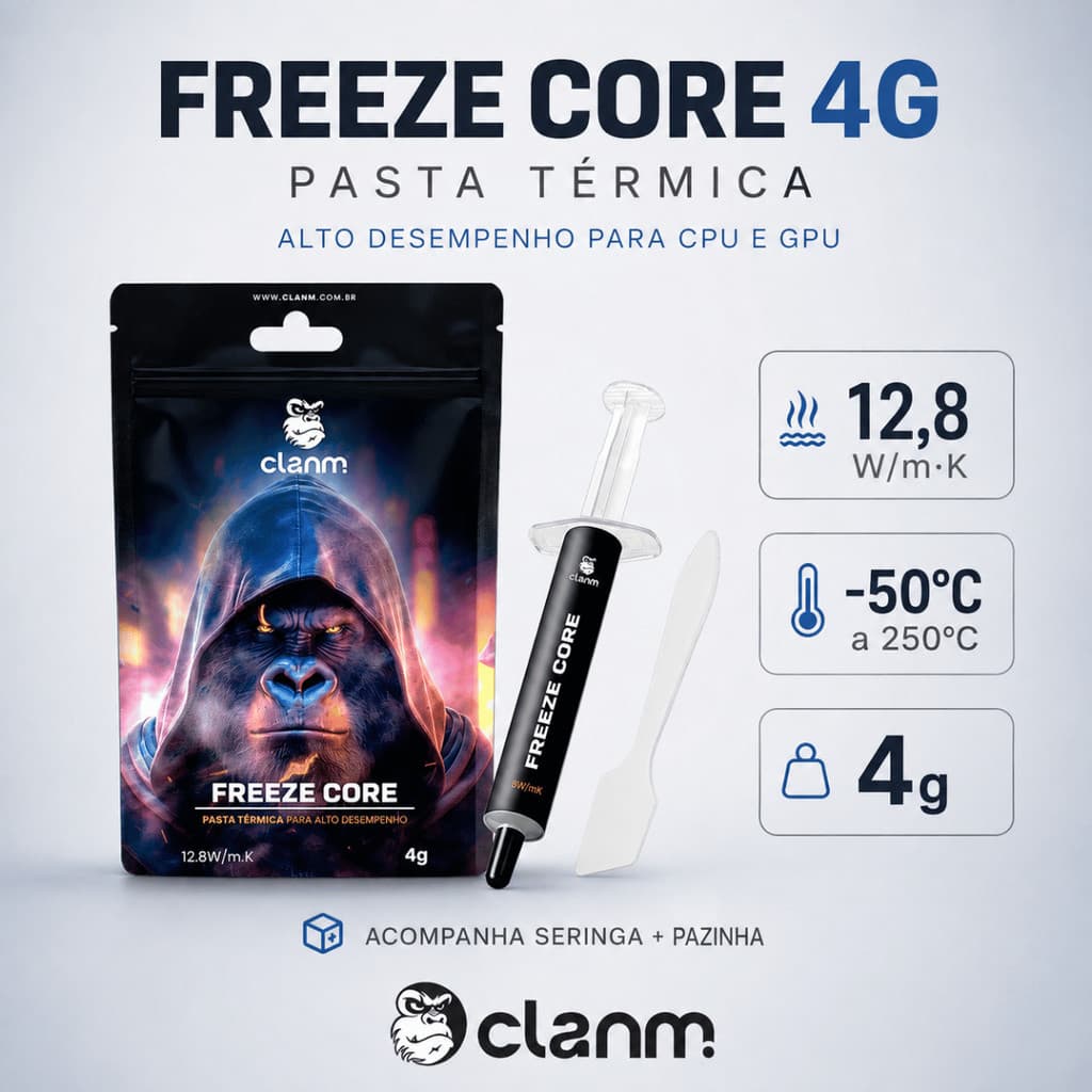 Pasta Térmica CLANM Freeze Core 4g PS5 Xbox Notebook Videogame Resfriamento Alto Desempenho CPU GPU