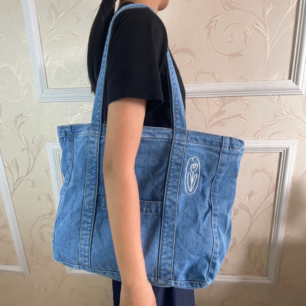Bolsa jeans tendência de rua primavera verão novo estilo senhoras sacola moda simples All-Match mão-transporte um-Shou