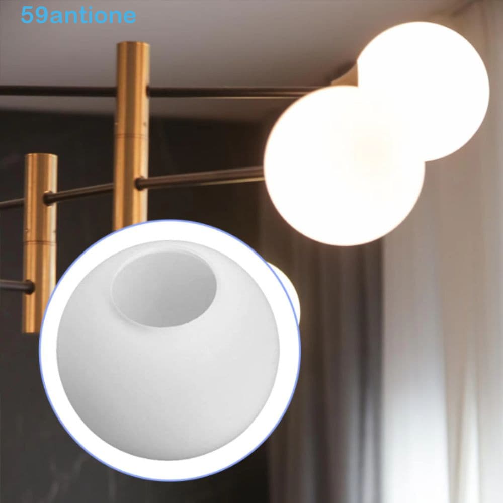 Sombra De Lâmpada De Vidro , Globo Leitoso Branco , Cobertura De Luz De Forma Redonda De Metal De Rosca Branca Fosca