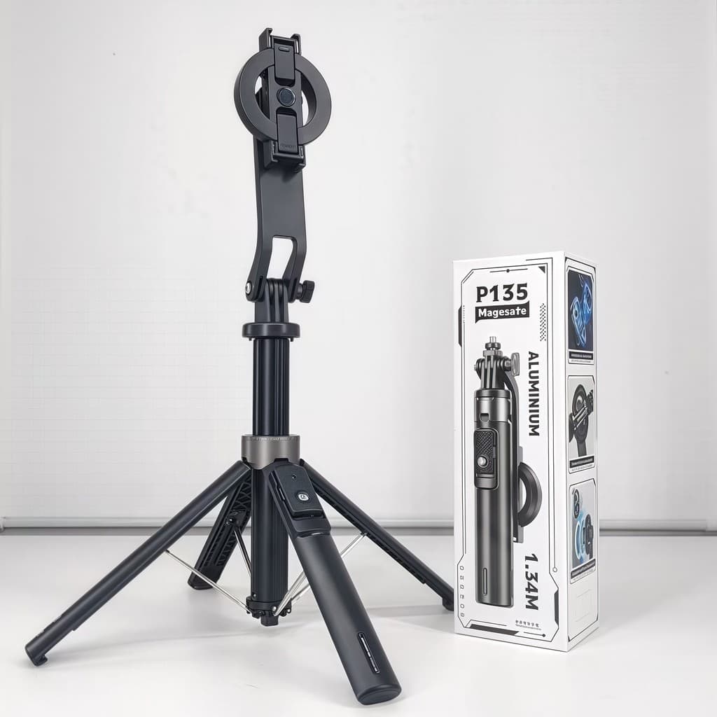 2026 novo estilo P135 magnético Selfie vara Mini quatro patas Bluetooth controle remoto câmera do telefone móvel foto lu