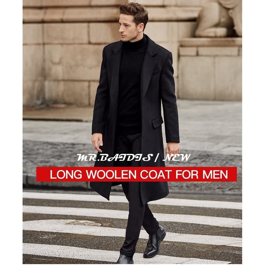 [Perfeito para o Inverno] Novo sobretudo masculino longo de lã ao estilo britânico com abotoamento duplo - Sobretudo Mas