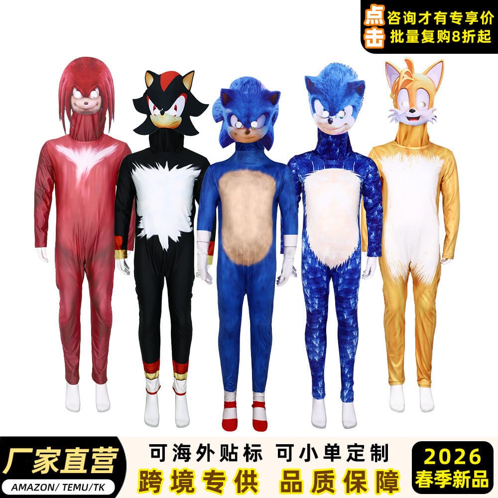 Halloween crianças brincam Anime Cosplay traje sonic menino ouriço sonic macacão