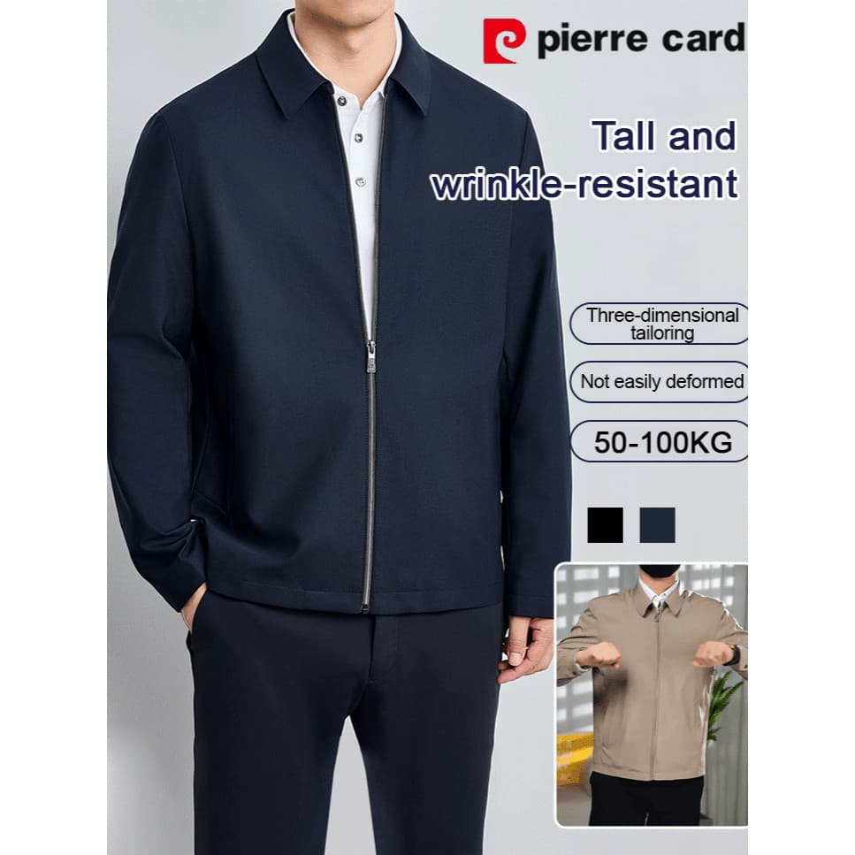 【Design Ajustado】Camisas casuais masculinas finas com zíper antirrugas/Jaqueta Leve/Outono/Inverno