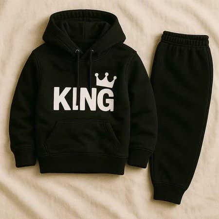 Conjunto De Moletom Infantil Modinha Algodão Canguru King Estampado
