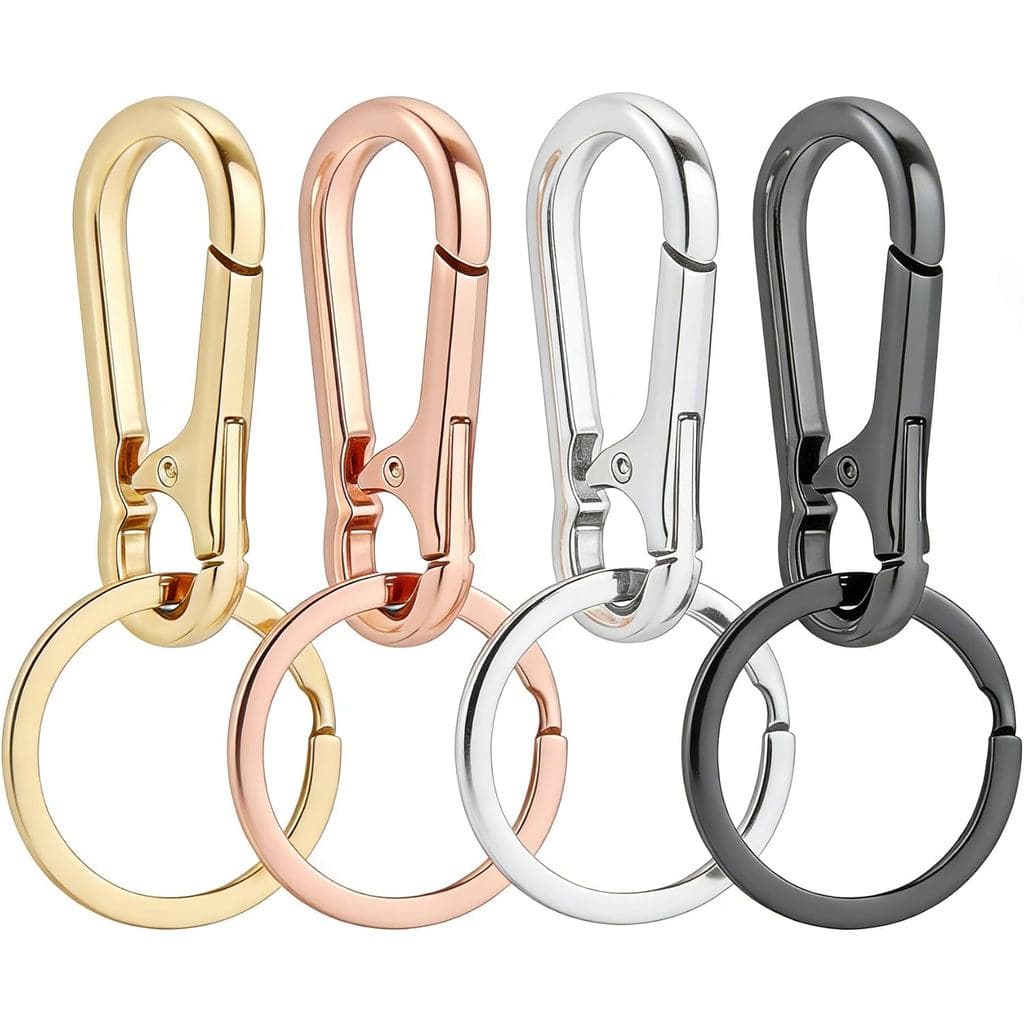 Chaveiro de Metal Resistente com Clipe para Chaves de Carro e Casa, Chaveiros para Homens e Mulheres, Pacote com 4 Peças