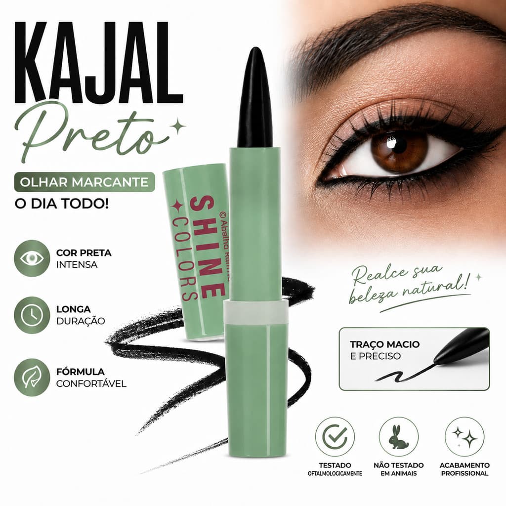 Kajal Delineador Preto 2 Em 1 Shine Colors  Abelha Rainha