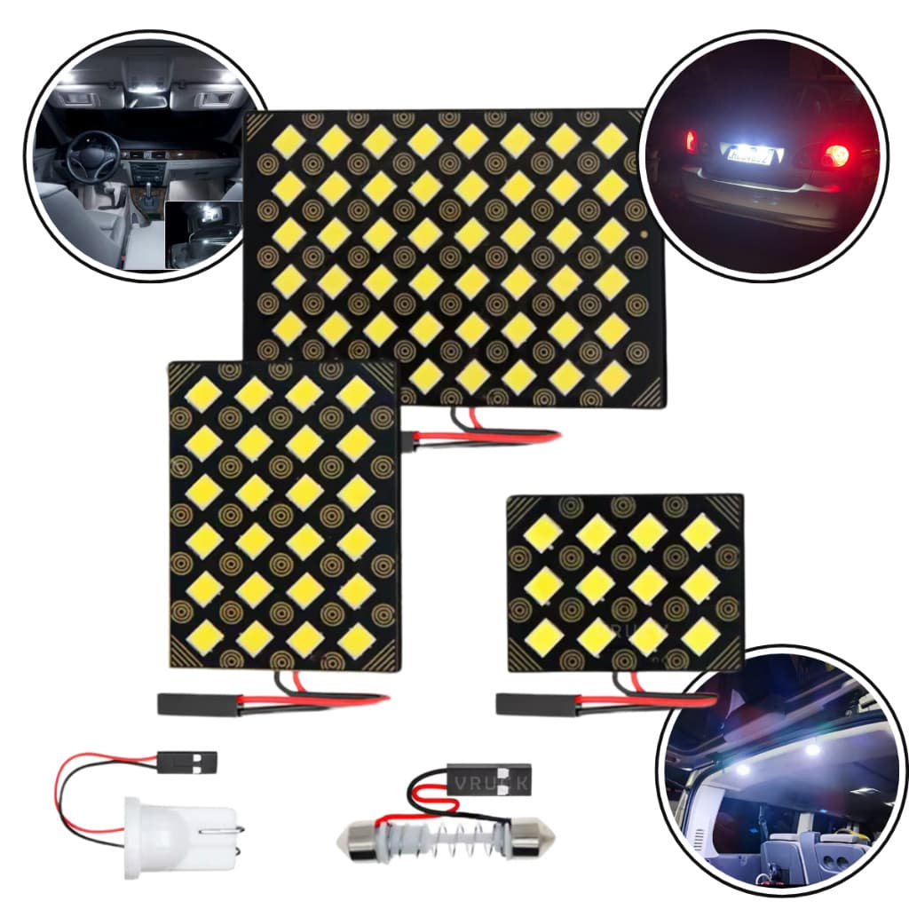 Ultra Placa de Led 12/24/48 Leds Super Forte 6000K Luz de Teto Luz de Placa Porta Malas