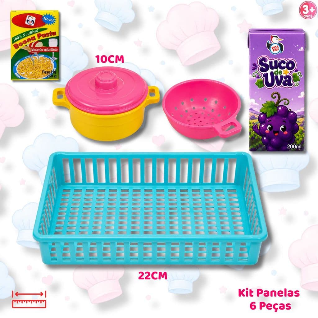 Conjunto de Panelas  Infantil  Diversão na Cozinha