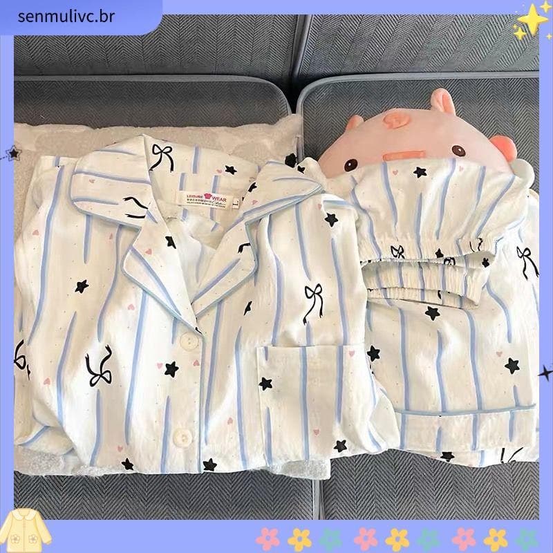2.20.000 pessoas coleção dos desenhos animados pijamas de manga curta feminino 20 24 novo estilo verão estilo fino solto