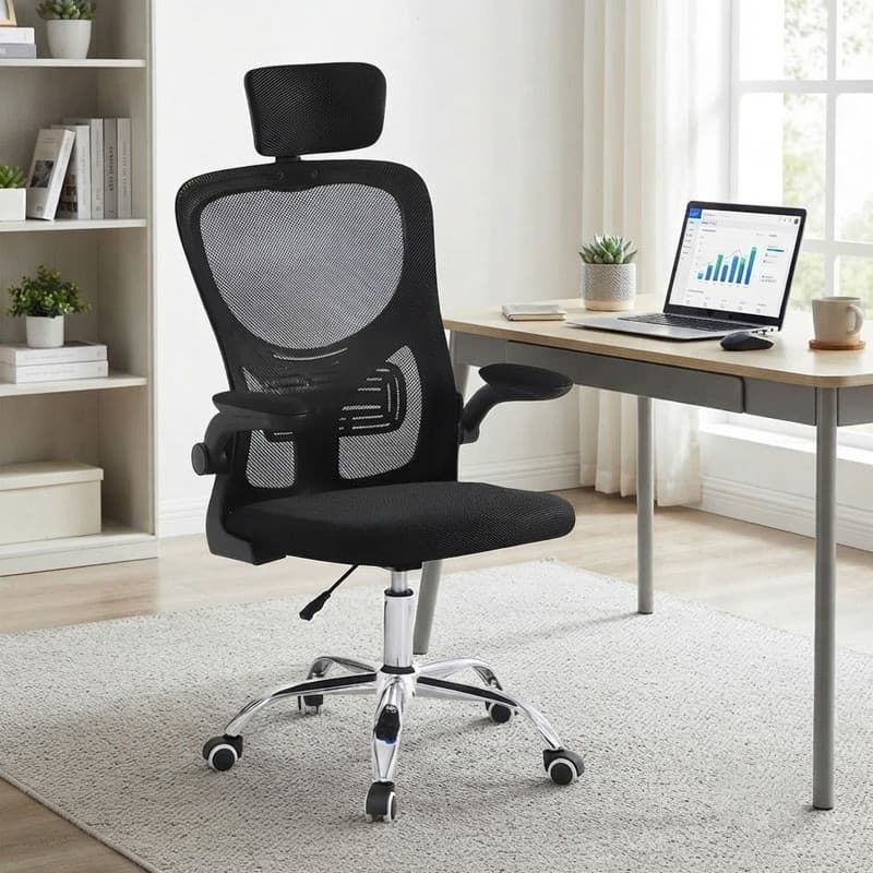 Cadeira Escritório Confortável Ergonômica com Encosto Mesh e Apoio Lombar