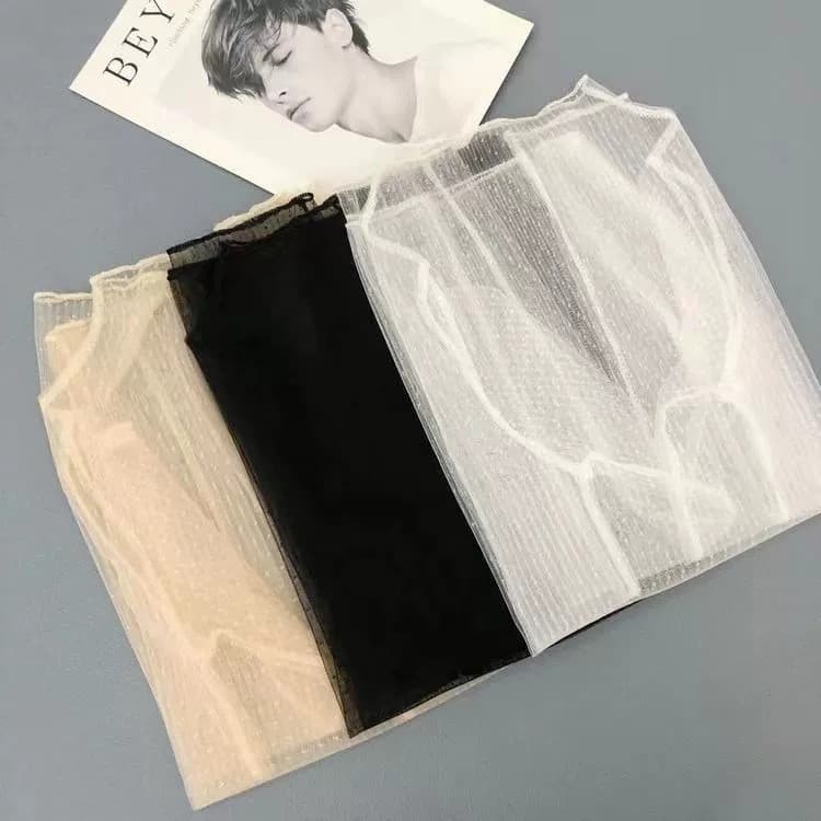 Primavera verão feminino transparente gaze roupas femininas meteoro Dot solto rendas camisa de fundo de manga comprida N