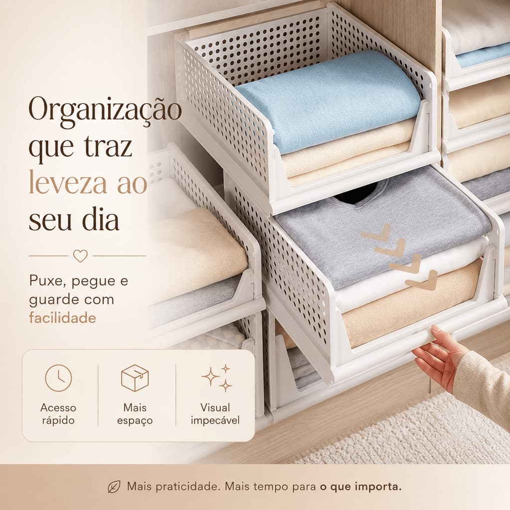 Caixa Organizadora Dobrável Gaveta – Organizador para Roupas, Armário e Guarda-Roupa-Envio Rápido
