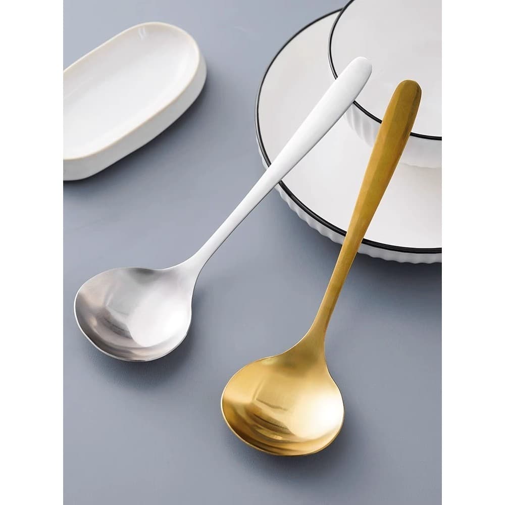 Colher grossa de aço inoxidável 304, alça longa, colher de comida ocidental, alimentação doméstica, sopa, sobremesa, coz